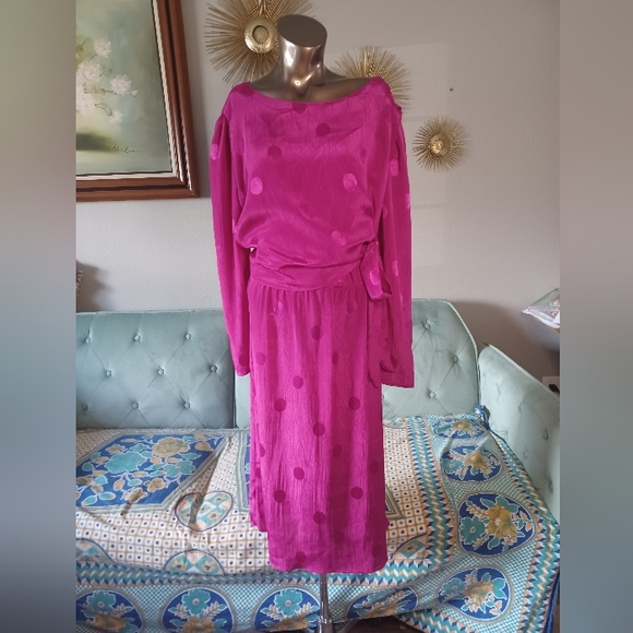 My Jess Petites Dresses & Skirts - Vintage My Jess Petites Pink Polka-dot Dress